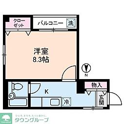 ソレイユ清水 3階1Kの間取り