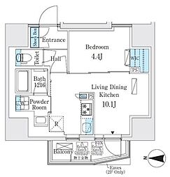 エスタート入谷I 2階1LDKの間取り