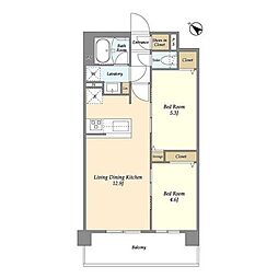 グランカーサ王子II 2階2LDKの間取り