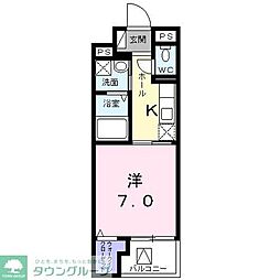 マーレーモンティーVI 4階1Kの間取り