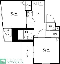 Ｔ’ｓ　ｇａｒｄｅｎ蓮根II 2階2Kの間取り