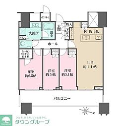 パークコート文京小石川ザタワー 38階3LDKの間取り