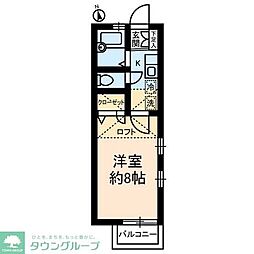 ベルクハイム 2階1Kの間取り