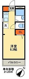 CASADEROSA ワンルームの間取図画像