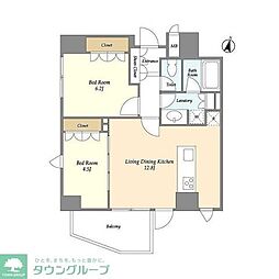 グランカーサ上野池之端 2LDKの間取図画像