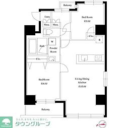 アズールコート町屋パサージュ 2LDKの間取図画像