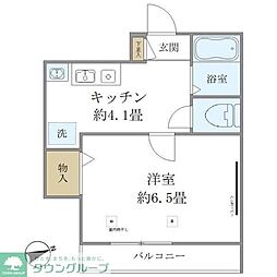 ヴィルクレール2 1Kの間取図画像
