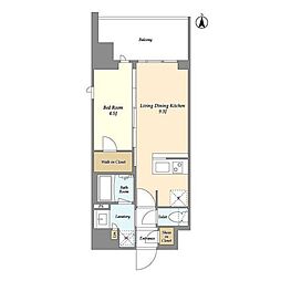 プライマル三ノ輪 1LDKの間取図画像