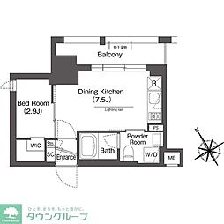 BluRock後楽園 1DKの間取図画像