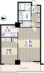 UR都市機構エルアージュ小石川B棟 1LDKの間取図画像