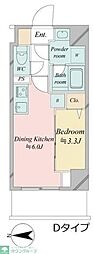 ドゥーエ王子神谷 1DKの間取図画像