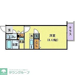 MODULORHAKUSAN2 ワンルームの間取図画像