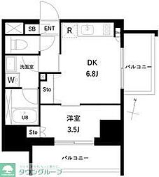 プレディアコート西日暮里 1DKの間取図画像