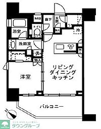 シティインデックス神田 1LDKの間取図画像