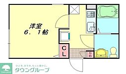 atlas四ツ木 1Kの間取図画像