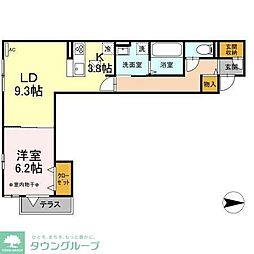ラウレア六町 1LDKの間取図画像