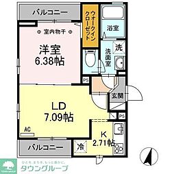 フォンテーヌ 1LDKの間取図画像