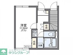 レオネクストクレストハウス2 1Kの間取図画像