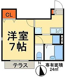 カーサ梅田 1Kの間取図画像