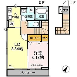 エトワール 1LDKの間取図画像