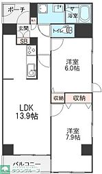 グランベル上野の杜 2LDKの間取図画像
