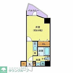 プレール・ドゥーク西新井2 1Kの間取図画像