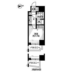 プレール・ドゥーク北千住 1Kの間取図画像