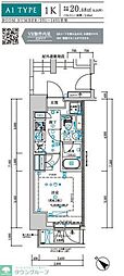 メインステージ新小岩 1Kの間取図画像