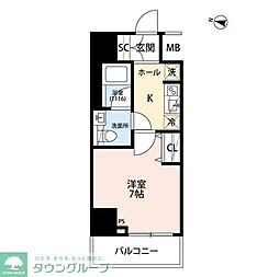 プレール・ドゥーク梅島 1Kの間取図画像