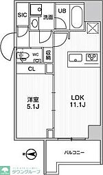グラシアプレイス錦糸町 1LDKの間取図画像