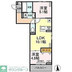 セレスティア六町II 3階2LDKの間取り