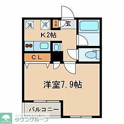 パラシオ北綾瀬 1階1Kの間取り