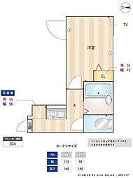 ＫＴ四ツ木 2階1Kの間取り