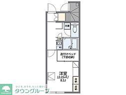 レオパレスたぶの木 1階1Kの間取り