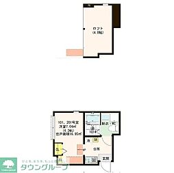 Cayman Terrace 1階1Kの間取り