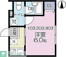東武伊勢崎線 梅島駅 徒歩6分の賃貸アパート 1階1Kの間取り