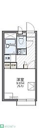 レオパレスエメラルドグリーン 2階1Kの間取り