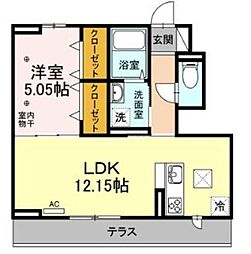 日暮里舎人ライナー 江北駅 徒歩13分の賃貸アパート 1階1LDKの間取り