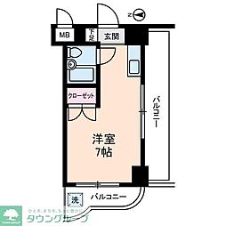 エレガンス綾瀬6 8階ワンルームの間取り