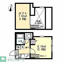 グランクオール西新井 2階1Kの間取り