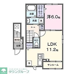 ハイムＳ 2階1LDKの間取り