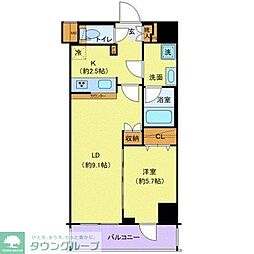 ジェノヴィア王子神谷スカイガーデン 3階1LDKの間取り