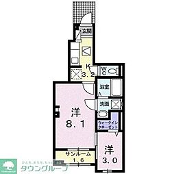 クラプトンハウス 1階2Kの間取り