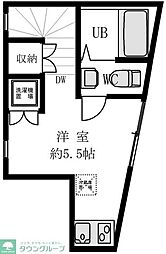 Ｓｉｌｖｅｒ　Ｂｉｒｄ 2階ワンルームの間取り