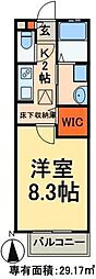 つくばエクスプレス 六町駅 徒歩4分の賃貸アパート 1階1Kの間取り