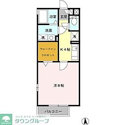 シャルマン 2階1Kの間取り