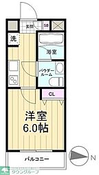 京成本線 お花茶屋駅 徒歩6分の賃貸マンション 2階1Kの間取り