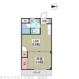 エム・アールコーポ 2階1Kの間取り