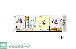 東武伊勢崎線 竹ノ塚駅 徒歩11分の賃貸アパート 1階2DKの間取り