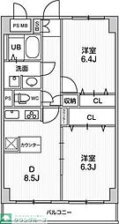 第六鳥塚ビル 2DKの間取図画像